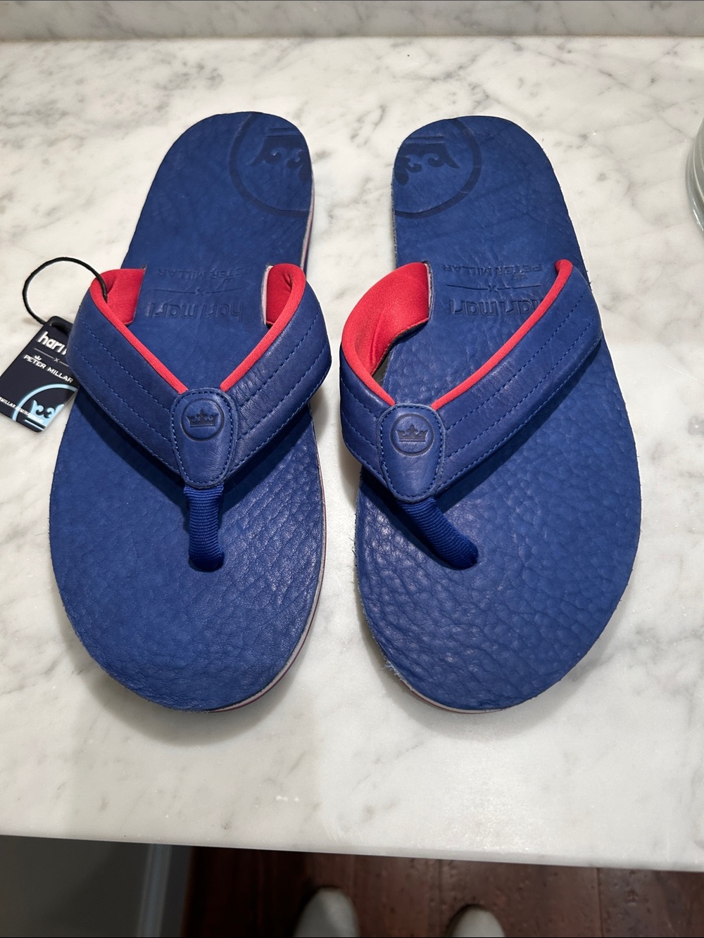 Peter Millar/Hari Mari Royal Blue and Red Men’s Flip Flops